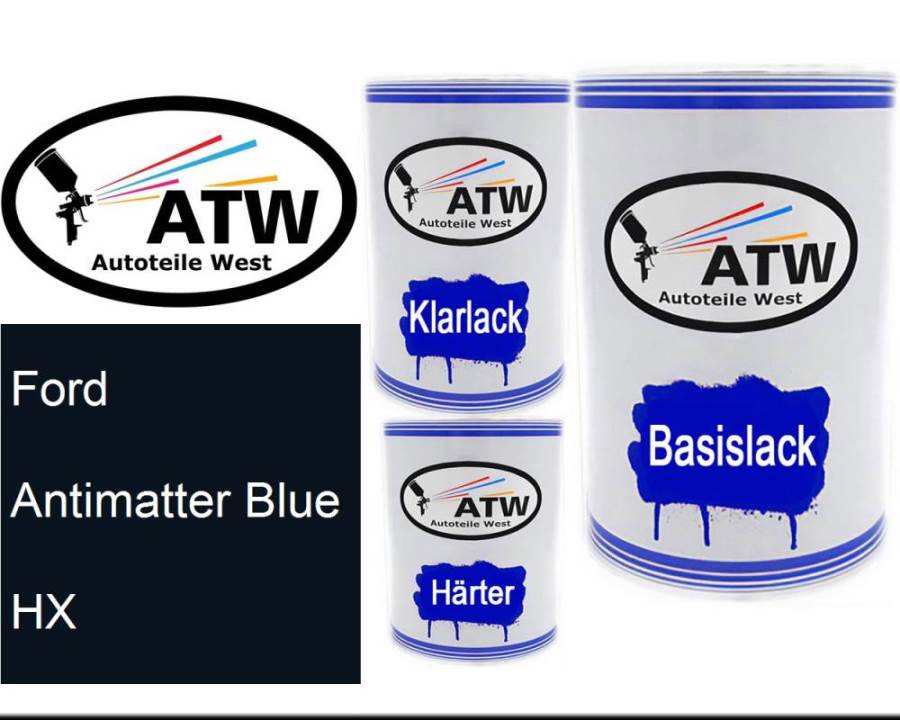 Ford, Antimatter Blue, HX: 500ml Lackdose + 500ml Klarlack + 250ml Härter - Set, von ATW Autoteile West.